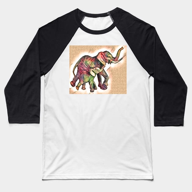 Elephant Mom and Baby Baseball T-Shirt by m2inspiration